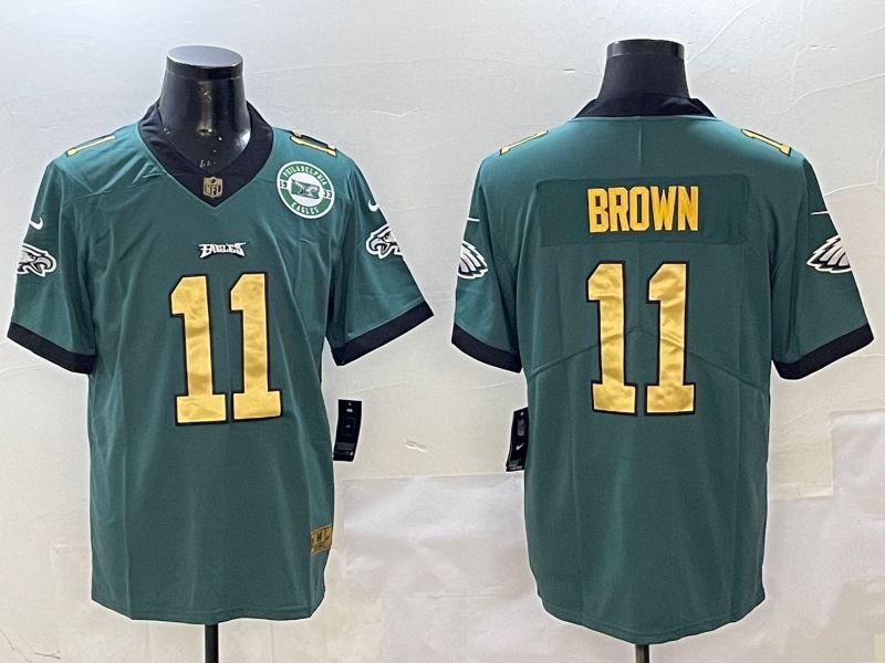 Men Philadelphia Eagles #11 Brown Green Gold Nike 2025 Limited NFL Jersey style 3->philadelphia eagles->NFL Jersey